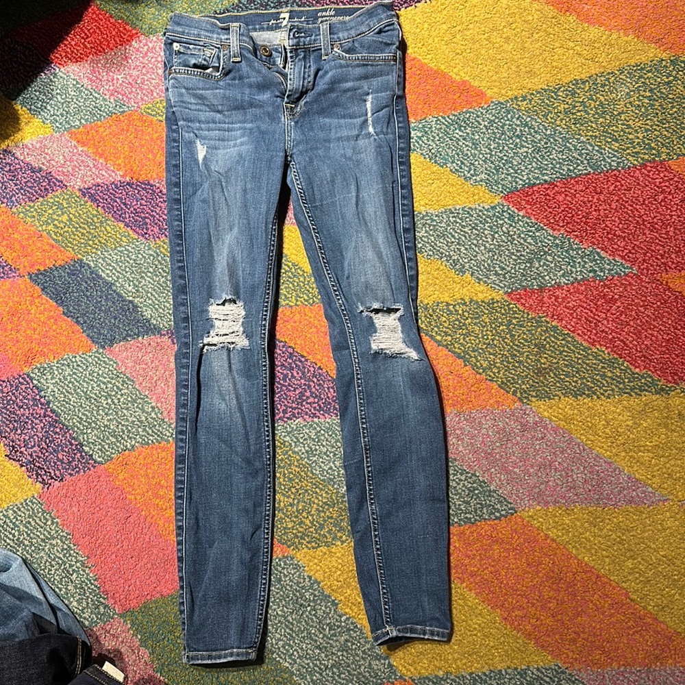 Ankle 7 qwenevere  jeans in  good condition skinny  ankles ripped size 26
